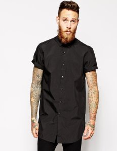 ASOS Smart Shirt in Longline with Short Sleeves-20